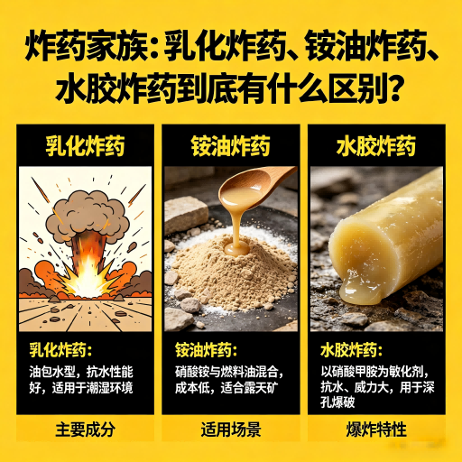 鸡冠炸药家族：乳化炸药、铵油炸药、水胶炸药到底有什么区别？